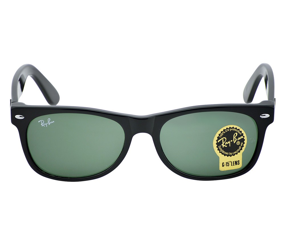 Ray-Ban Sunglasses RB2132 New Wayfarer Classic Black Frame Green Lens 55mm Unise