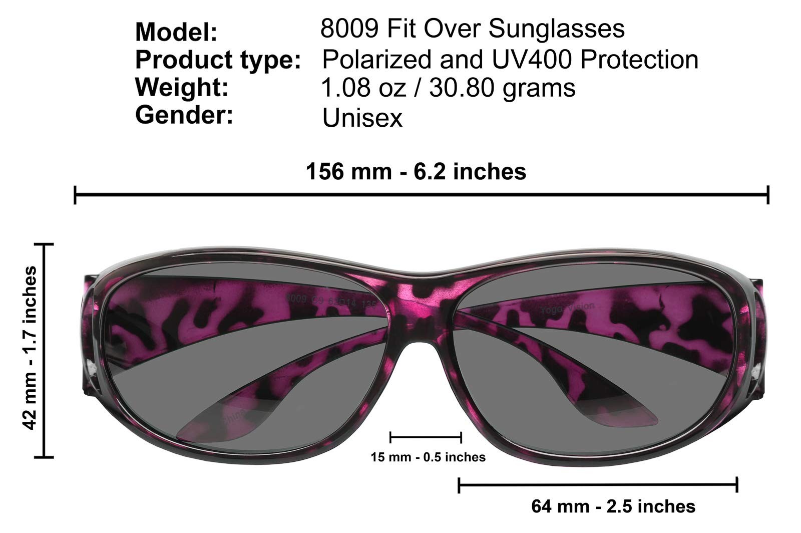 Fit Over Sunglasses Polarized Lens Case Included Wear Over Prescription