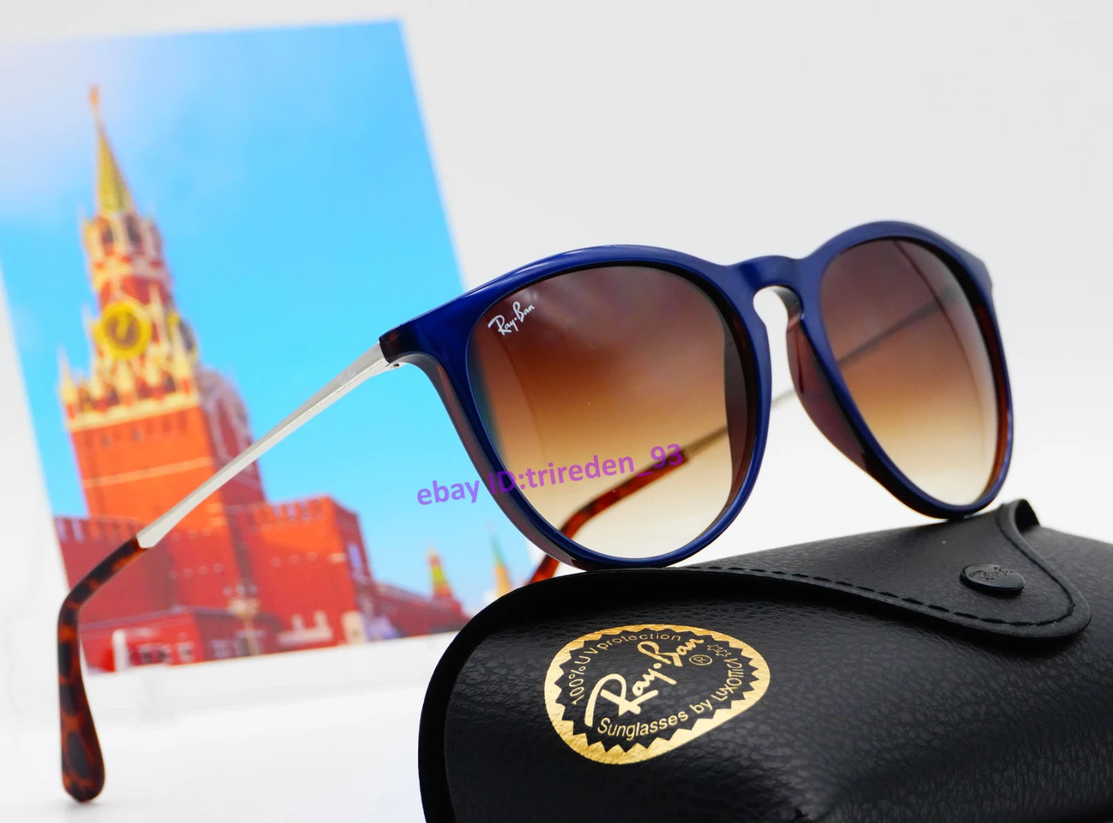 Ray-Ban RB4171 6315/13 Erika Women Sunglasses Blue Frame Brown Gradient 54mm
