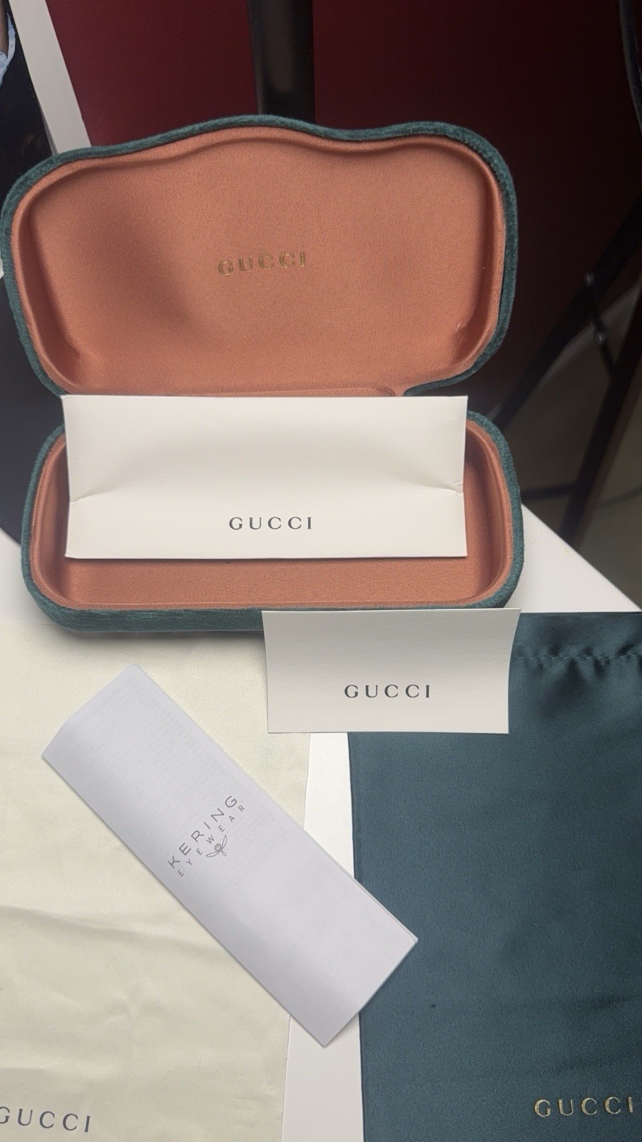 Gucci Women’s Square Sunglasses Gold Metal Frame New Original Tags Dustbag