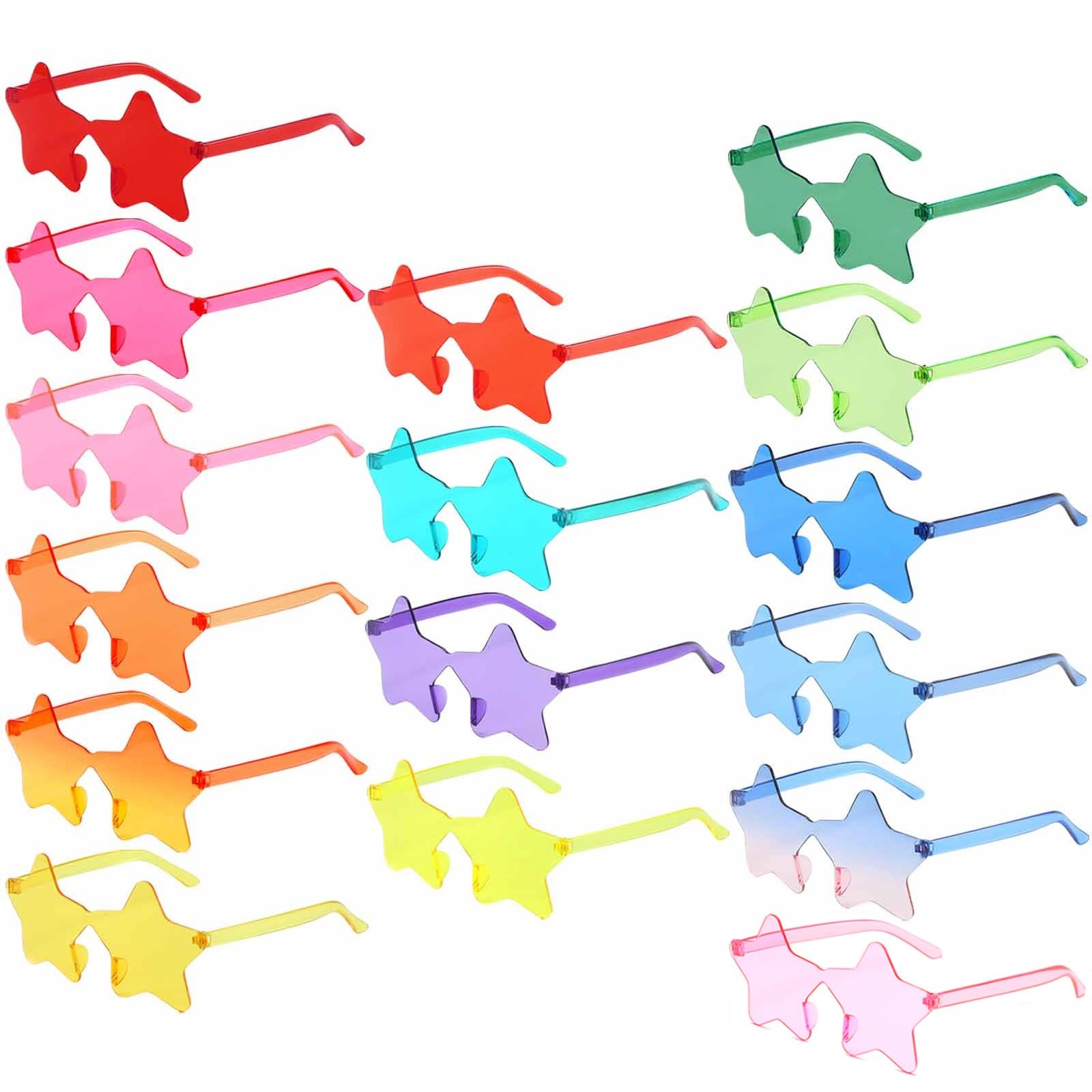 16 Colors Star Rimless Sunglasses Irregular One Piece Colored Party Glasses T…