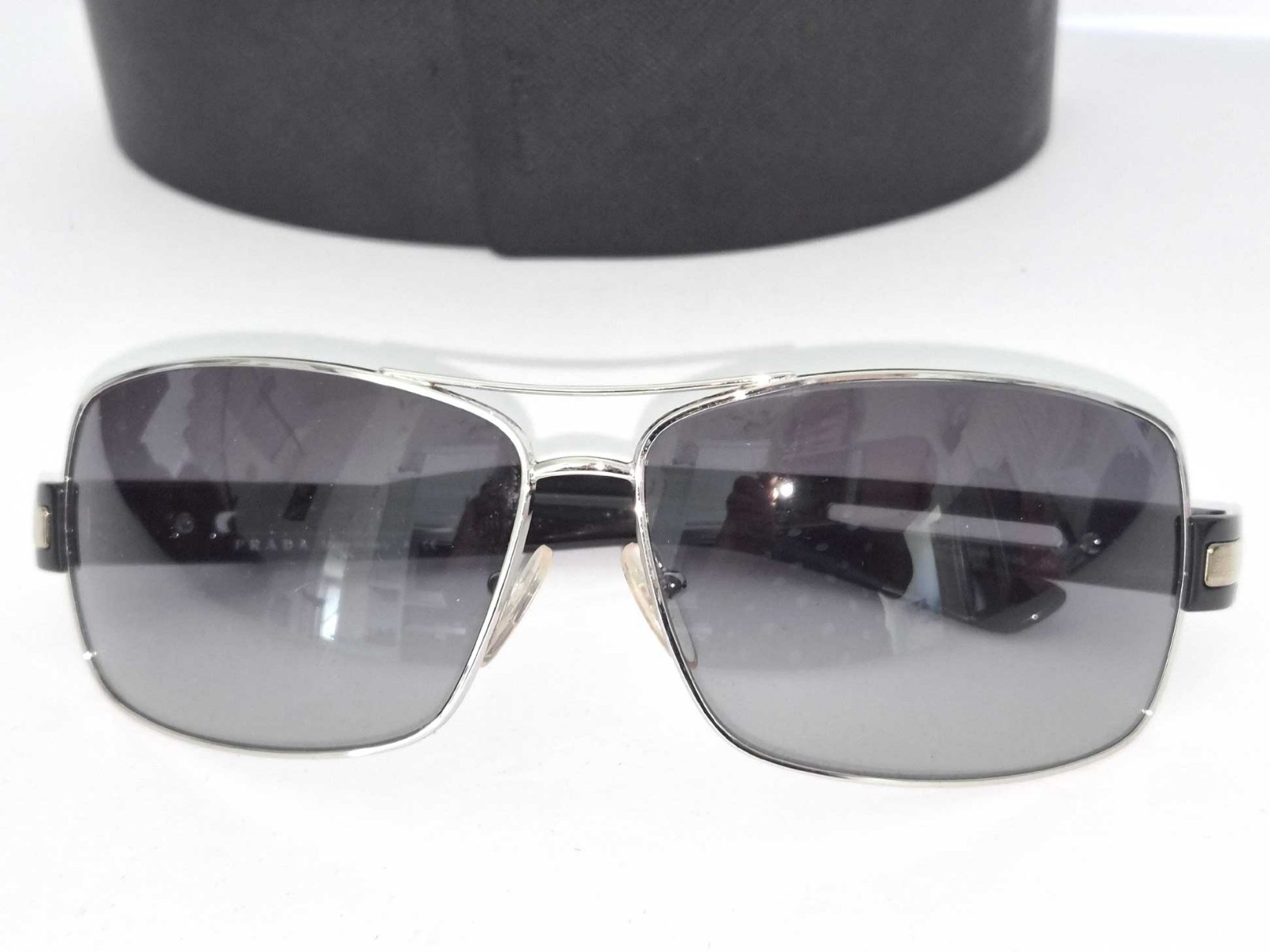 Prada Sunglasses Silvertone Metal Aviator SPR 541