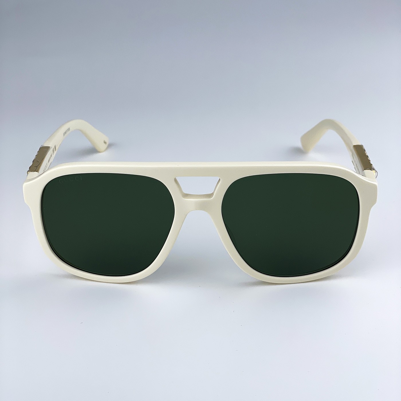 Gucci Men Sunglasses Ivory White Green Pilot GG1188S 005 BRAND NEW