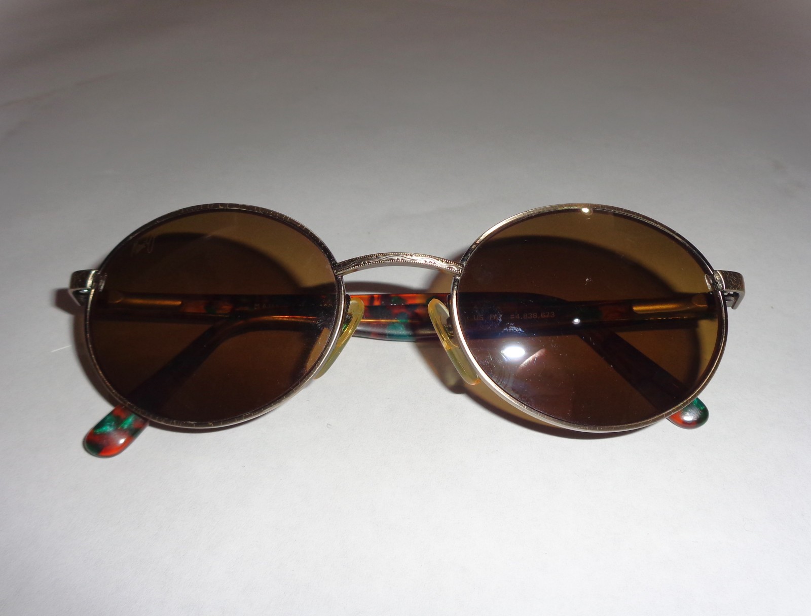 MAUI JIM MJ166-16 Oval Sports Brown Metal Tortoise Polarized Sunglasses JAPAN