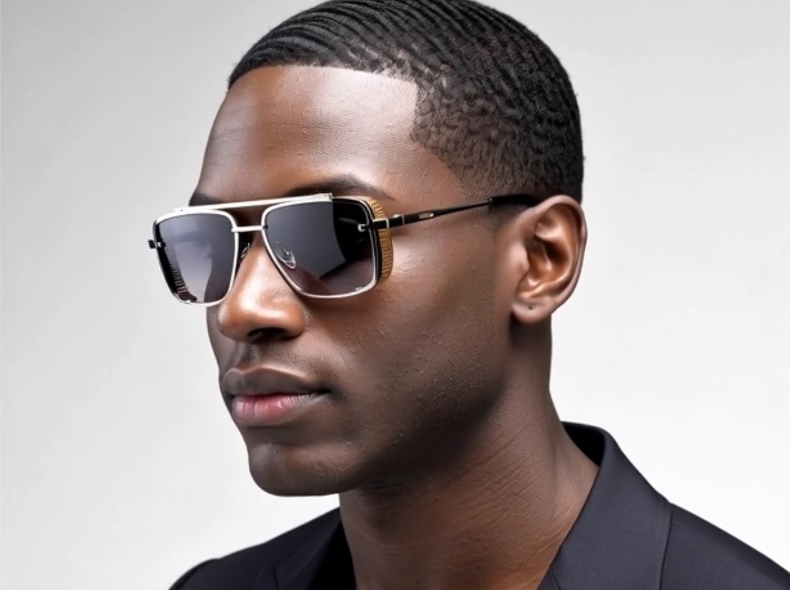 Men Sunglasses Retro Gradient Smoke Lens Lens Classic Designer Eye Glasses Gold