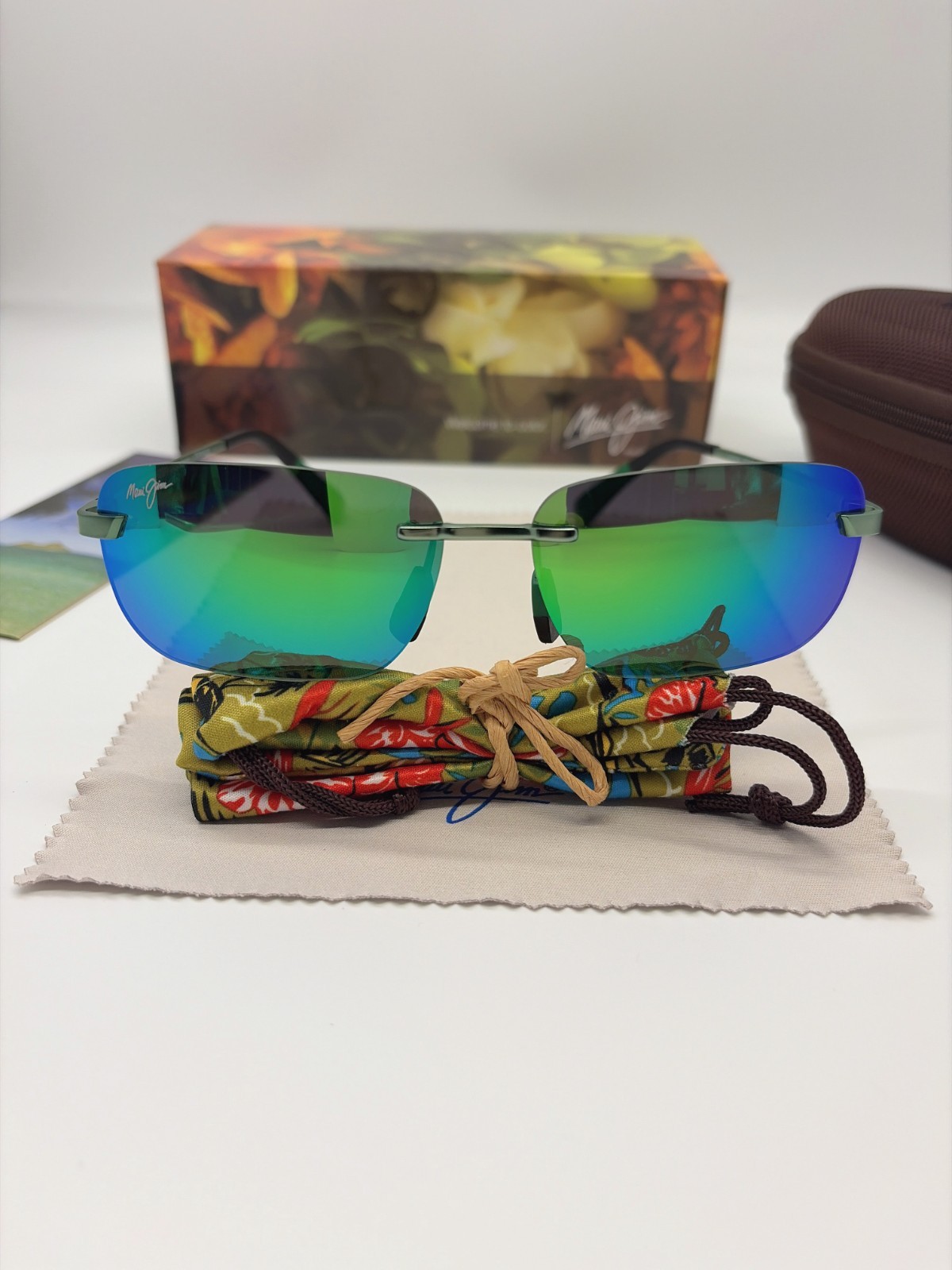 Maui Jim La’nakila GM624-15 Polarized Sunglasses Green Lens Metal Frame