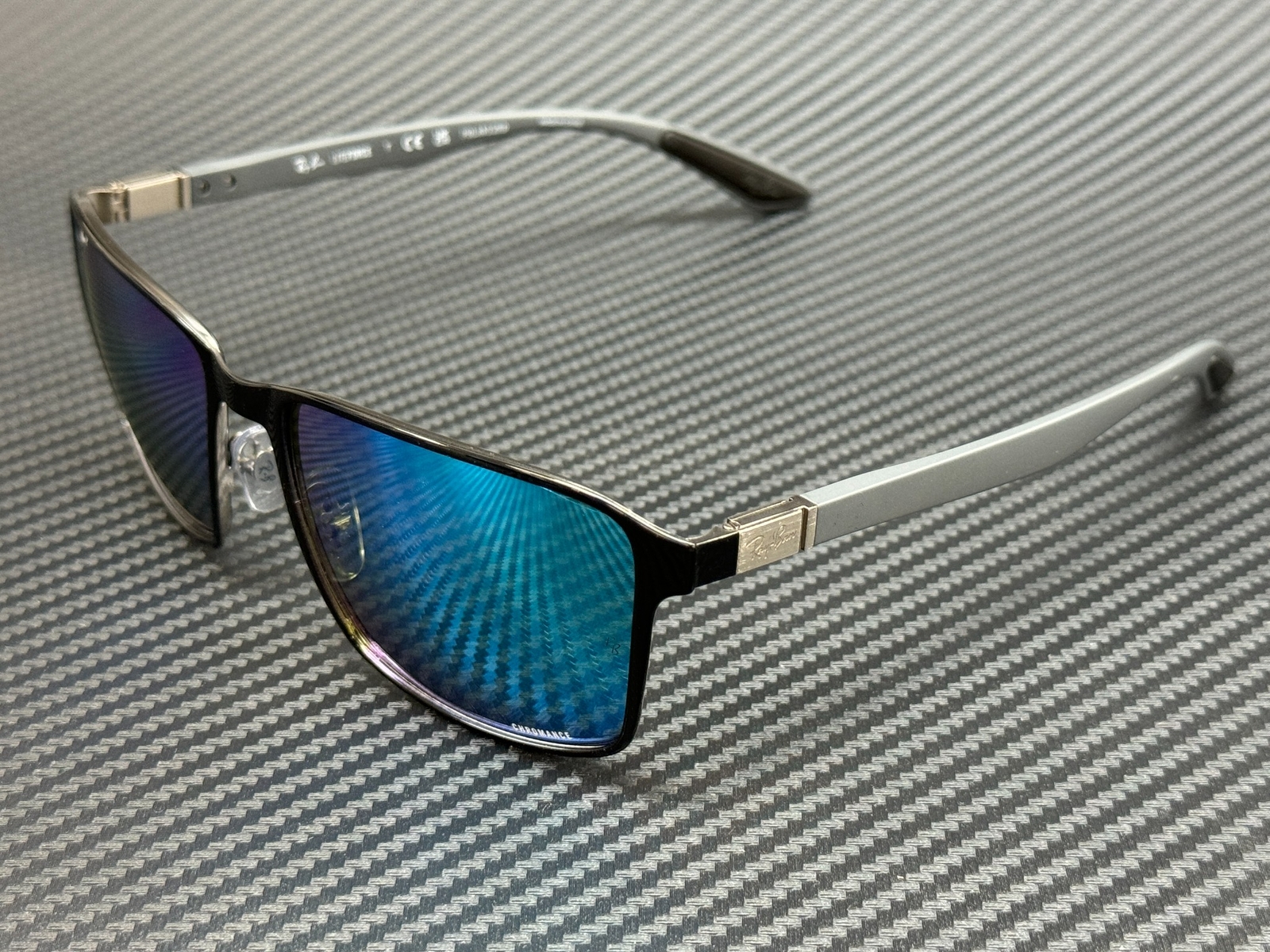 RAY BAN RB3721CH 9144A1 Black Blue Mirror Polarized Men’s 59 mm Sunglasses