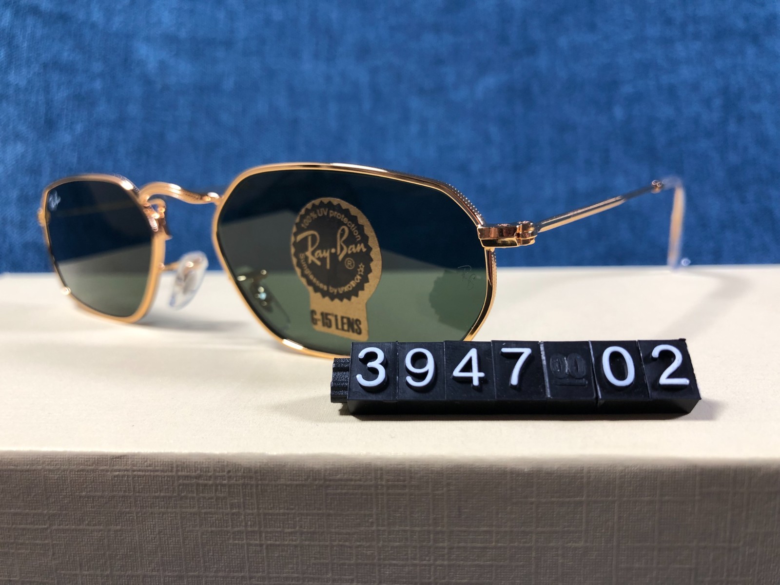 Ray-Ban RB3947 Polished Arista Gold/Green 57 mm Sunglasses 145mm 001/31 57-18