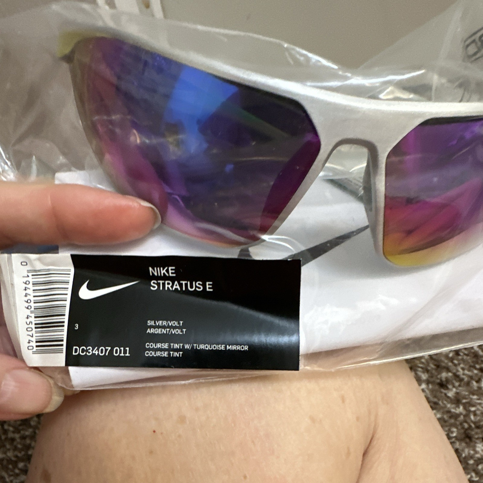 Nike STRATUS E Men’s Sunglasses Silver Metal Mirrored Turquoise DC3407 011