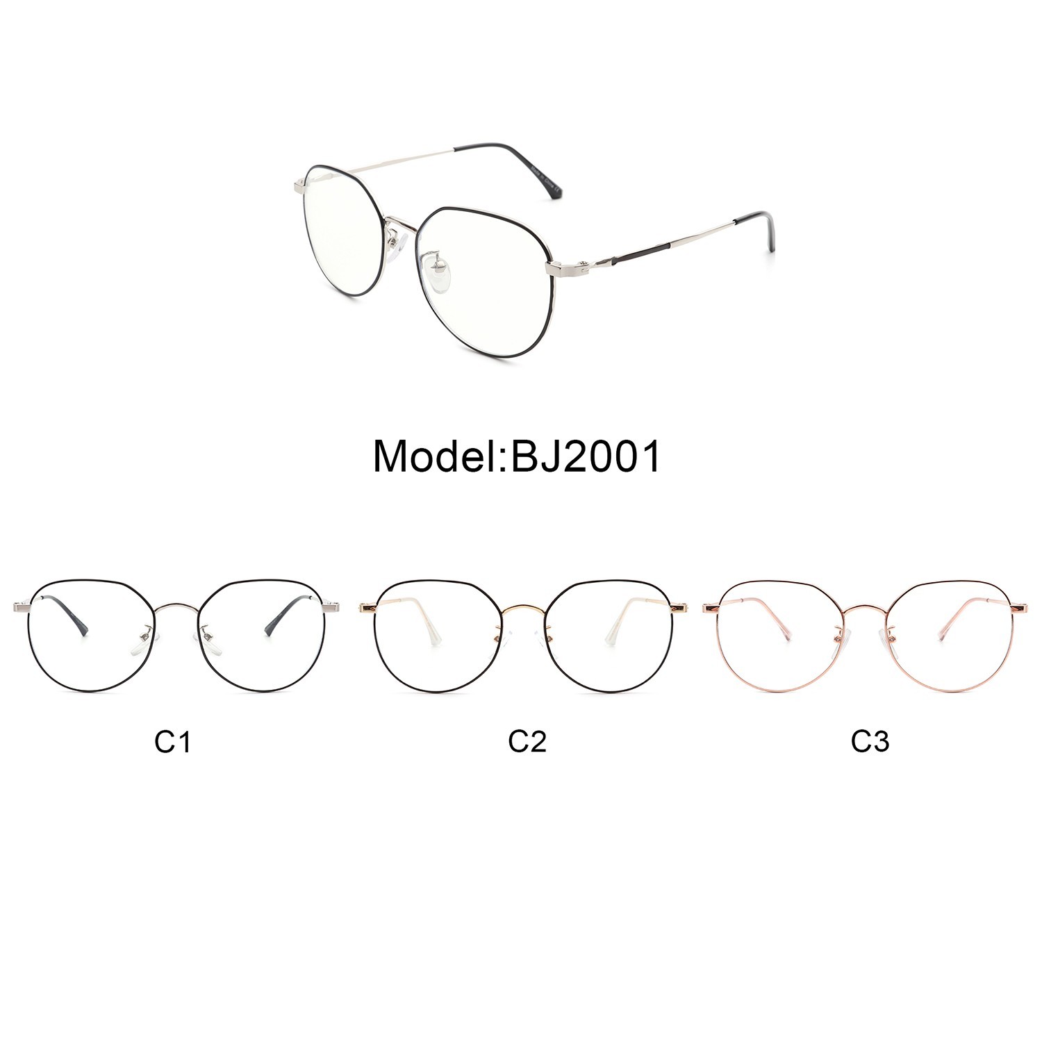 Circle Round Blue Light Blocker Glasses Geometric Metal Frame Unisex Eyewear