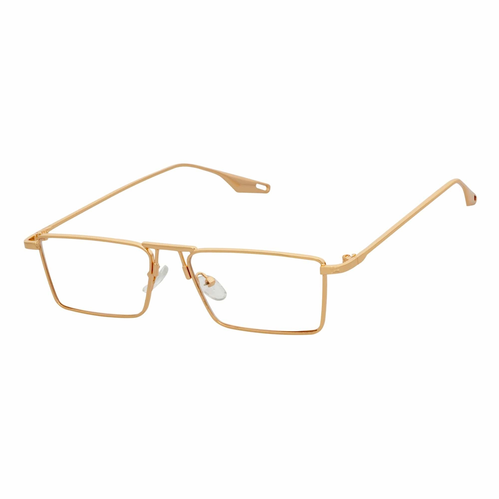 ZUIKO – Small Retro 90s Fashion Metal Rectangle Glasses Gold Clear Blue Light Le