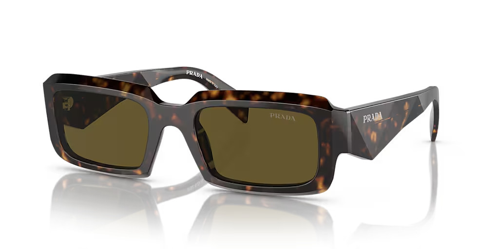 Prada PR27ZS Rectangular Sunglasses Havana Tortoise Brown Lens Unisex