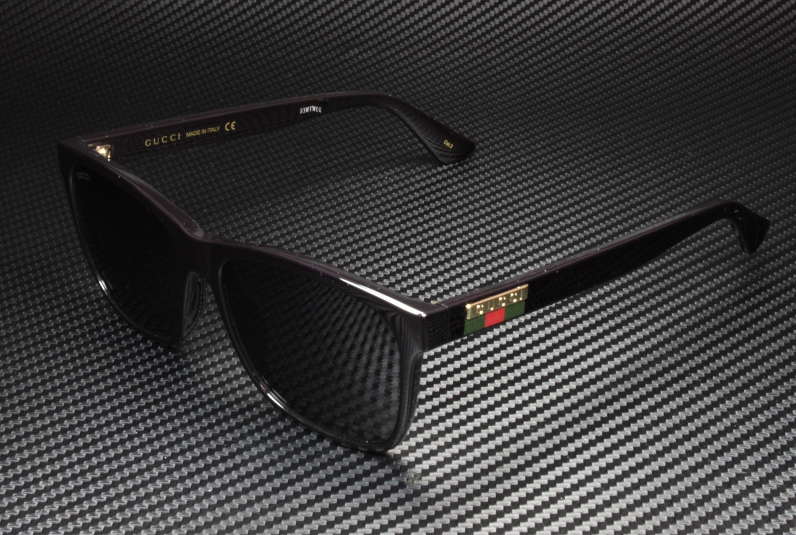 GUCCI GG0746S 001 Black Shiny Grey Square 57 mm Men’s Sunglasses