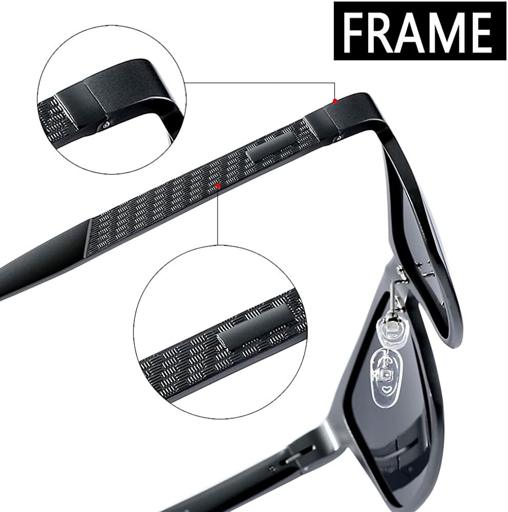 Sports Polarized Sunglasses for Men – Mens Sports Glasses Metal Frame (Blue)