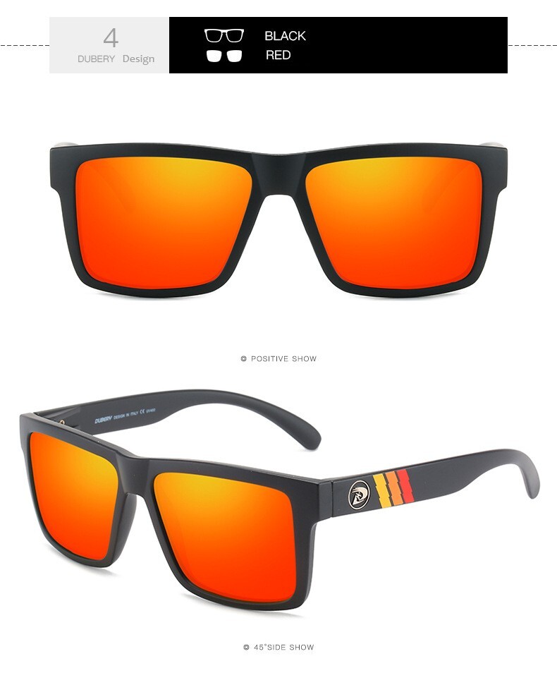 DUBERY Polarized Sunglasses Men Women Driving Sports Glasses Mirror Square UV400