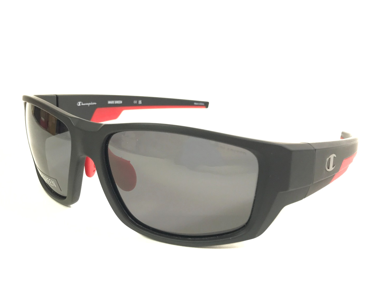 Champion Sunglasses FINISH C01 Matte Black Red Frames with Gray Polarized Lenses