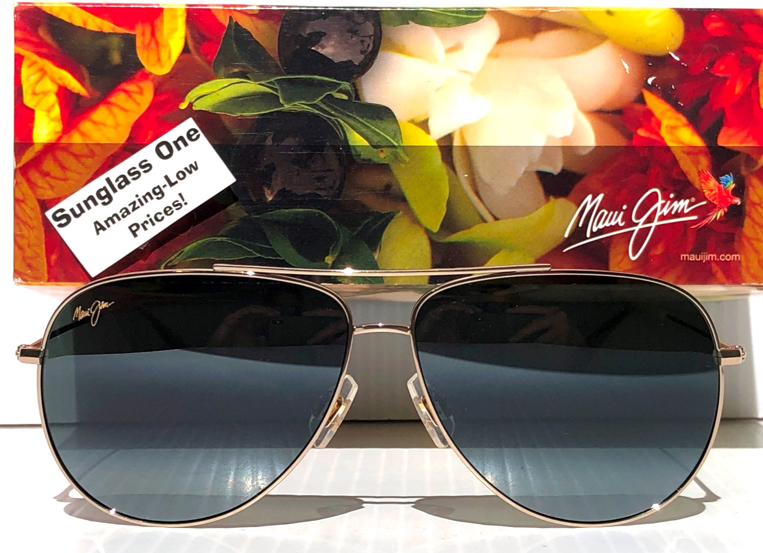 Maui Jim HAUOLI XL 62mm Shiny Gold POLARIZED Crystal Grey Lens Sunglass 674-16A