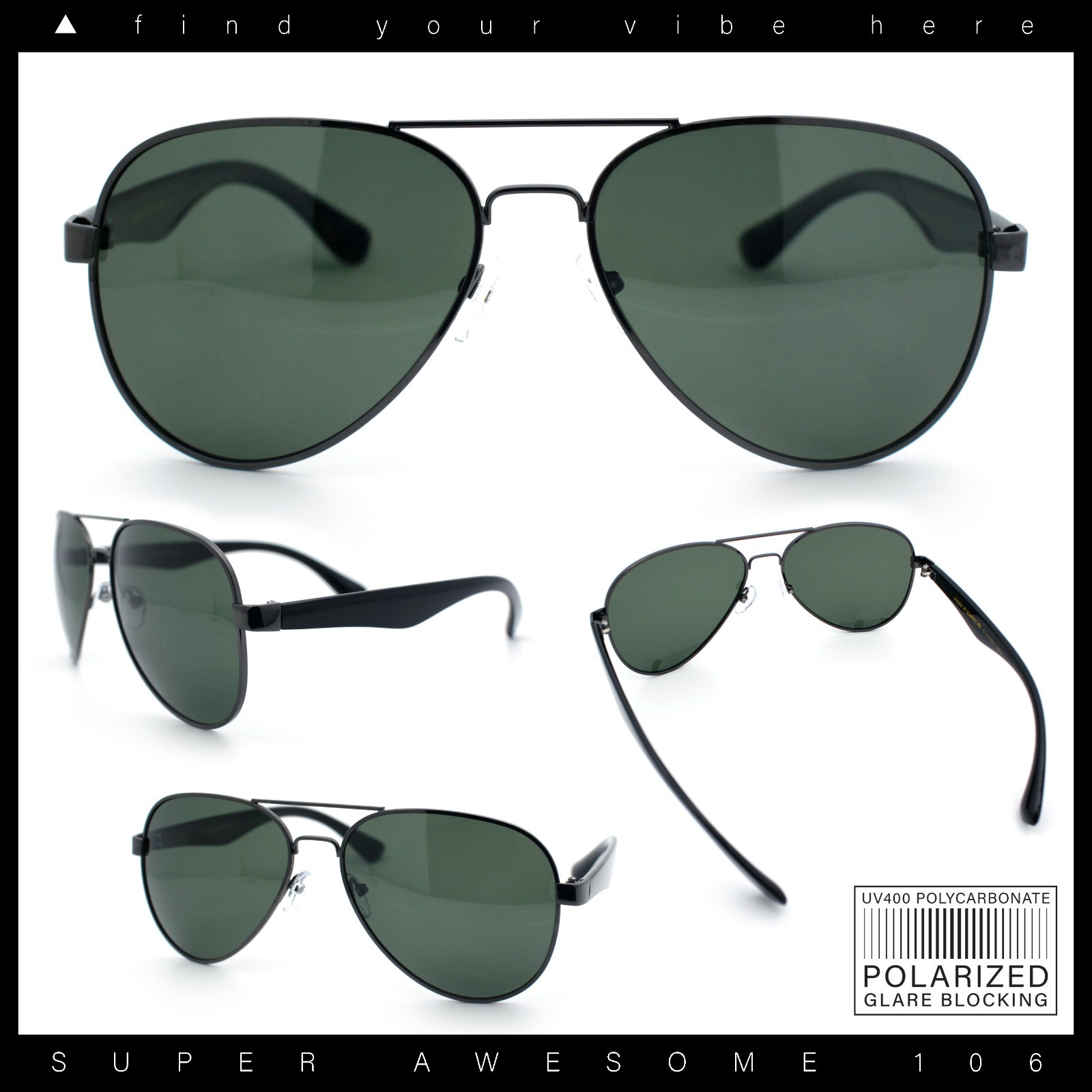 SA106 Polarized Pilot Aviator Sunglasses for Men UV400 Metal Frame