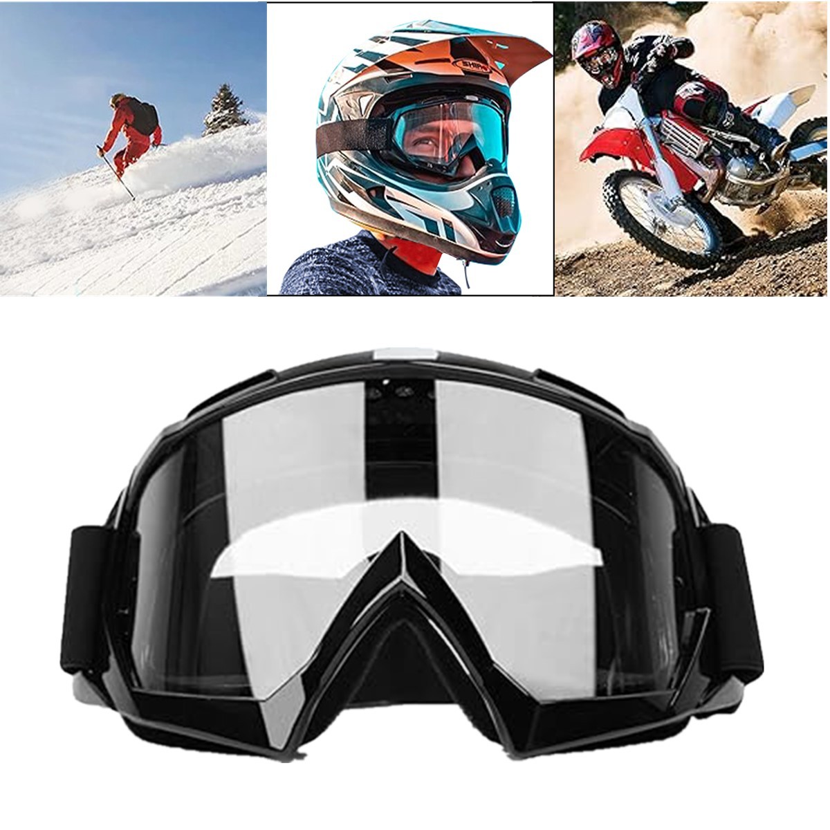 Motorcycle OTG Goggles Over Glasses Windproof Padded Riding ATV Adjustable Strap