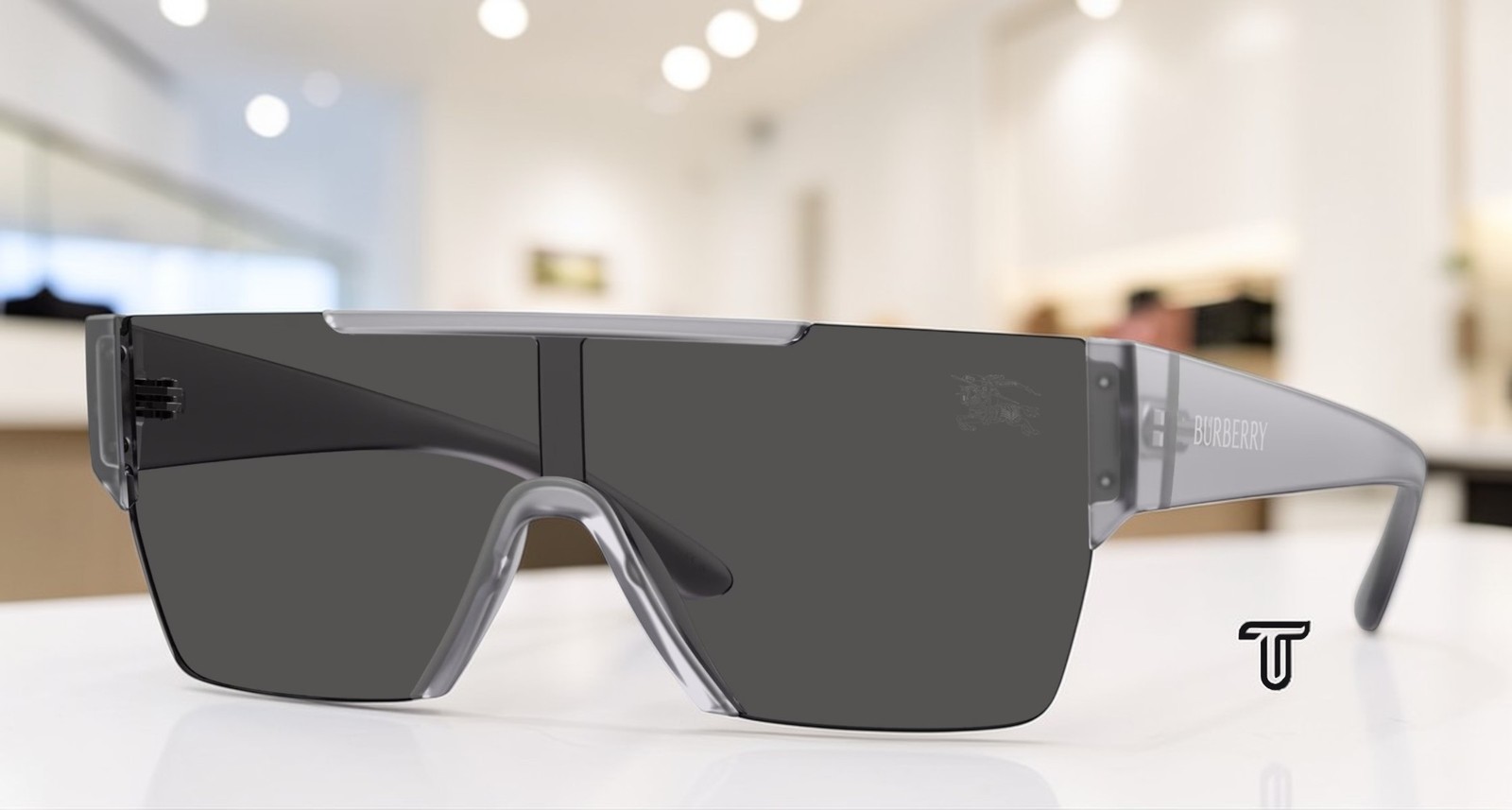 BURBERRY BE4291 421387 Transparent Matte Grey Dark Grey 38 mm Men’s Sunglasses