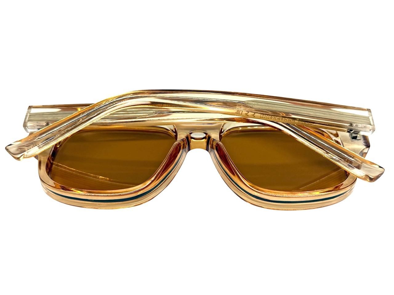 Men Classic Hardcore Vintage Retro Style SUNGLASSES Thick Square Champagne Frame