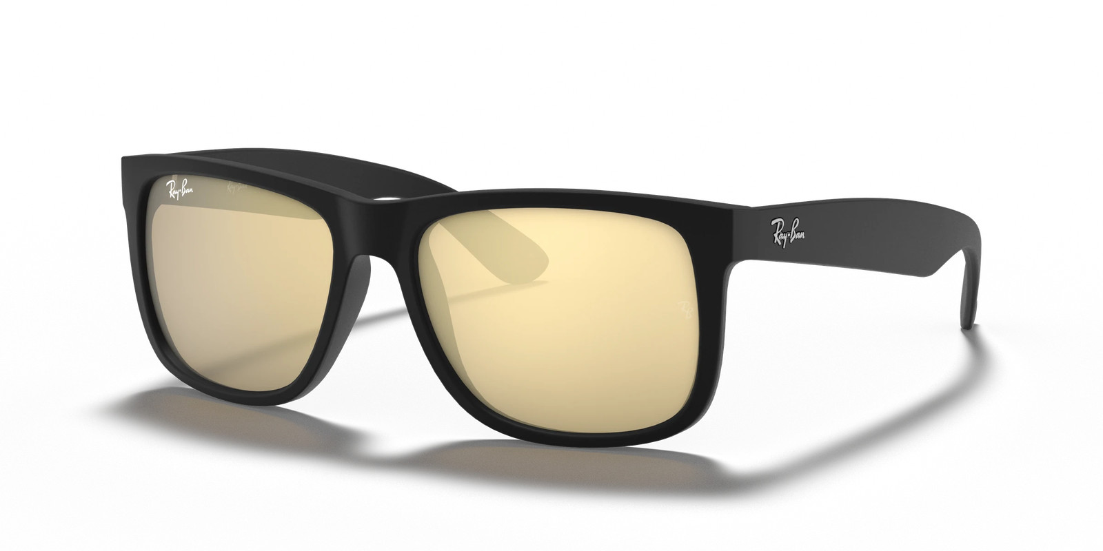 Ray-Ban Justin RB4165 622/5A Rubber Black Gold Mirror 55mm Sunglasses