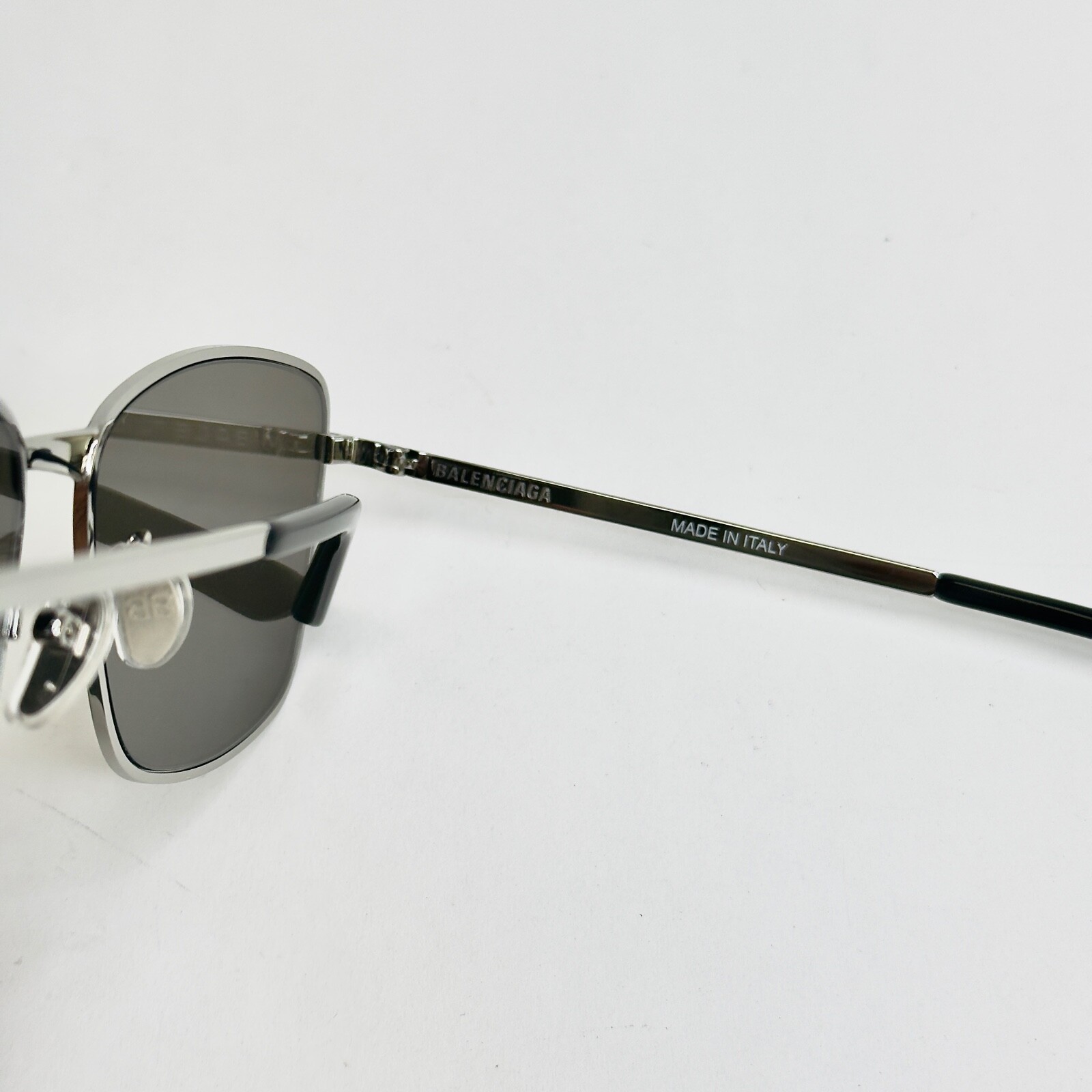 BALENCIAGA TAG PLATE 0280 Ruthenium Blue Mirror Sunglasses Unisex BB0280SA 003