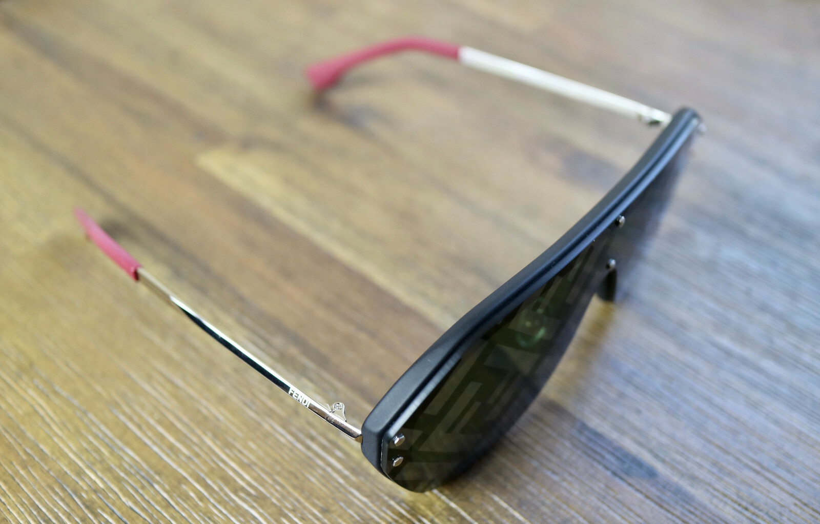 Fendi FFM0039 807XR Grey Lens Silver Frame Oversized Shield Sunglasses