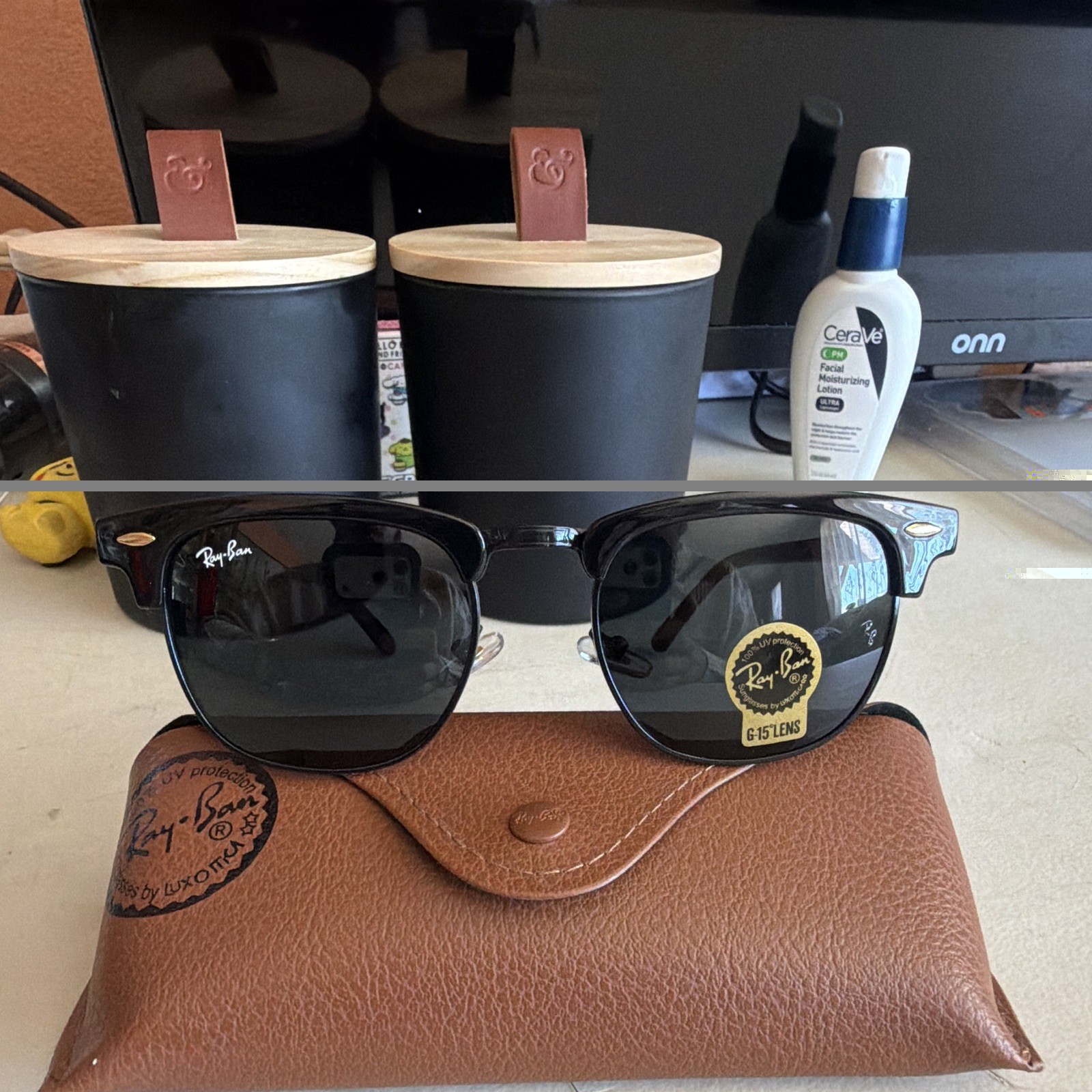 Ray-Ban Clubmaster RB3016 W0365 51-21 Black Frame G-15 Glass Lens