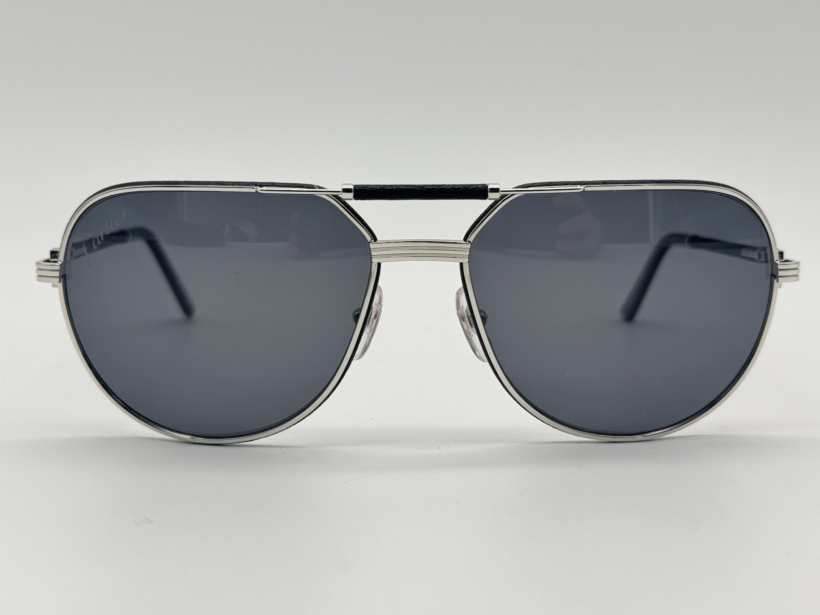 PREMIERE C DE CARTIER BLACK LEATHER SPECIAL ED SUNGLASSES NEW 100% GENUINE $2900