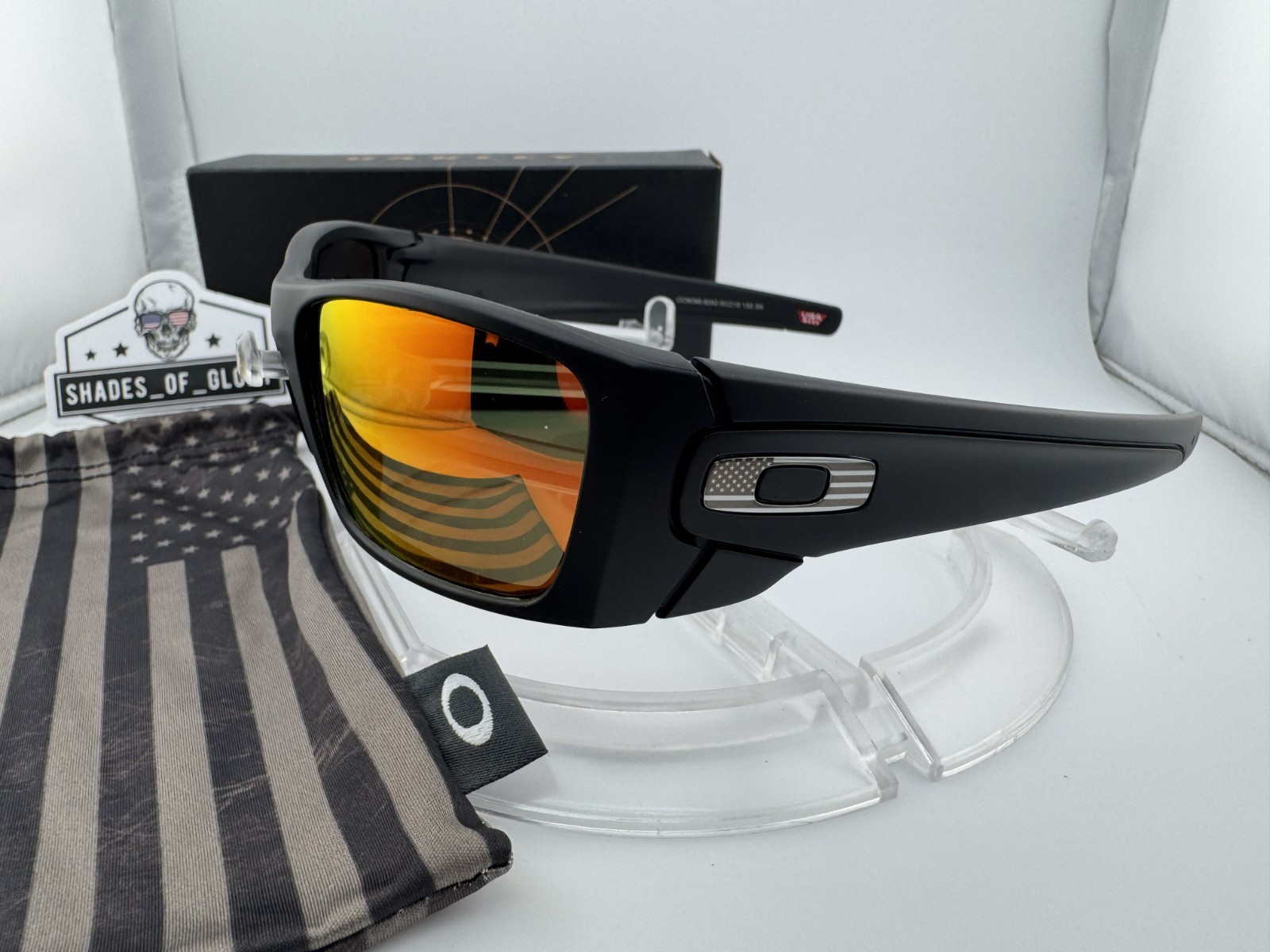 OAKLEY FUEL CELL SI MATTE BLACK USA FLAG RUBY GALAXY POLARIZED SUNGLASSES OO9096