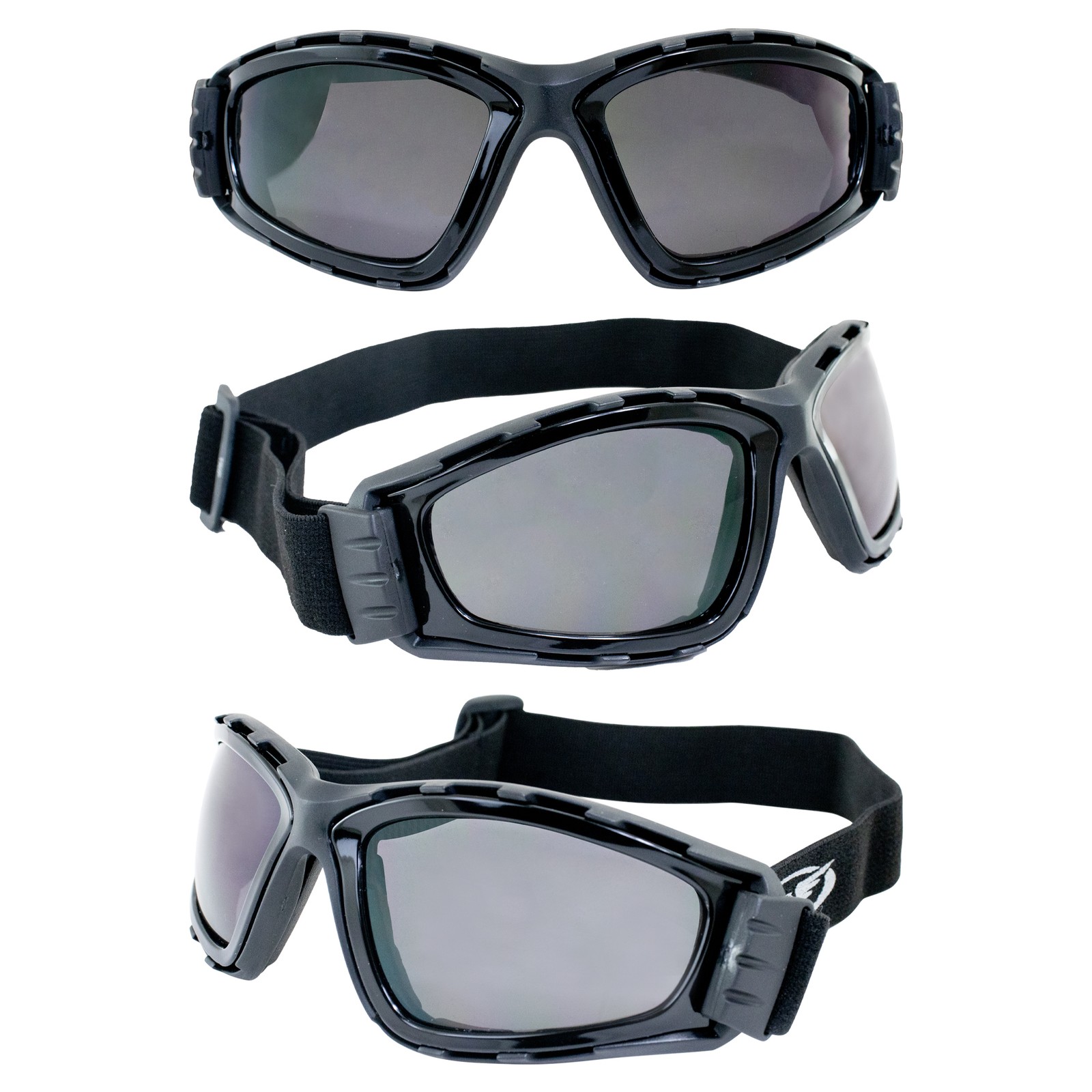 Global Vision Trip Safety Motorcycle Goggles Black Frames Smoke Lens