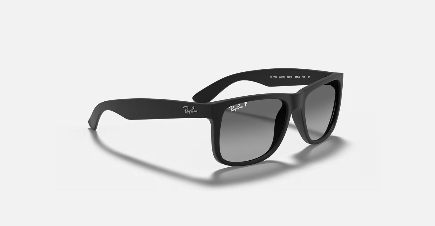Ray-Ban Justin Matte Black Polarized Grey Gradient 54mm Sunglasses RB4165 622/T3