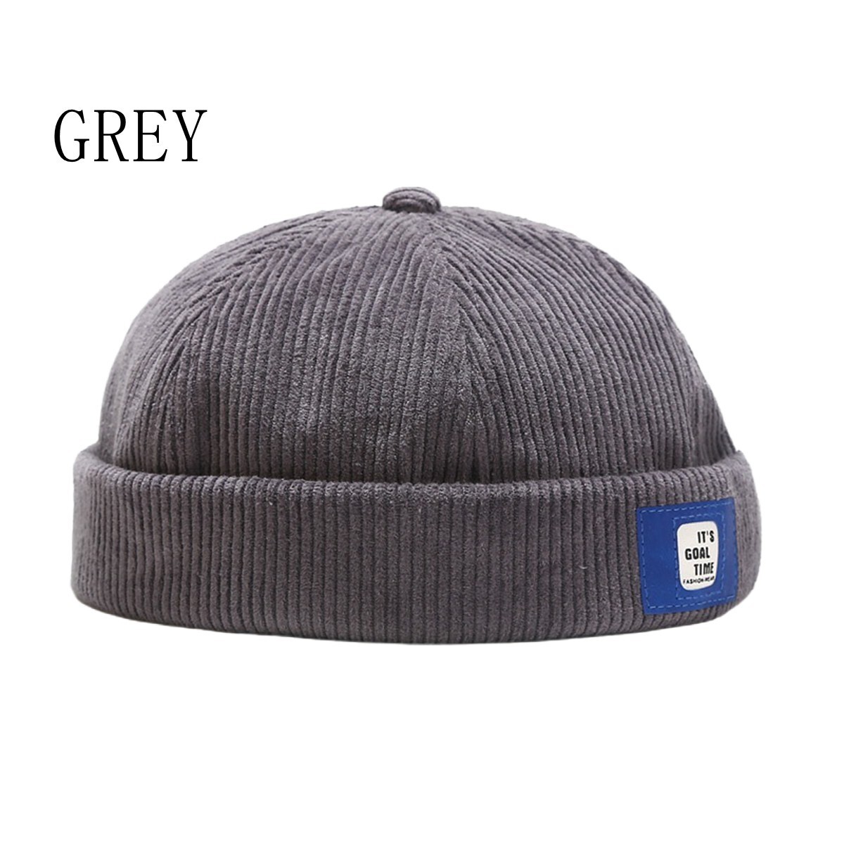 Corduroy Sailor Hat – Brimless Design with Rolled Cuff and Adjustable Strap
