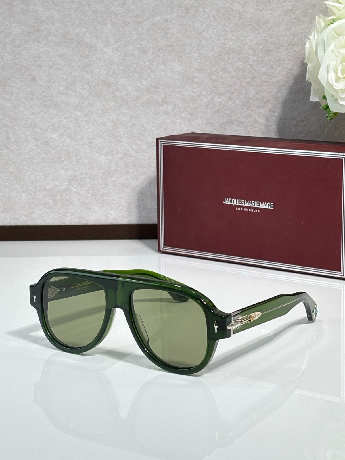 Jacques Marie Mage DRIFTWOOD Sunglasses Green/Green 58-18-150mm With Case New