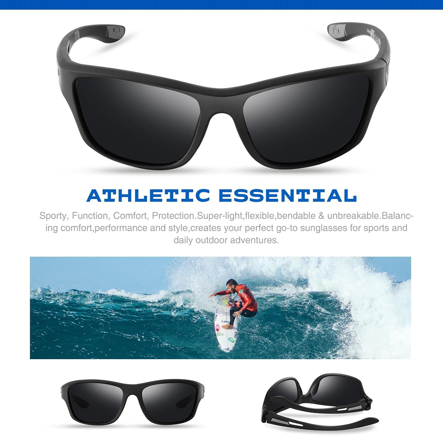 Polarized Sports Sunglasses for Men: UV400 Protection Glasses Womens Wrap around