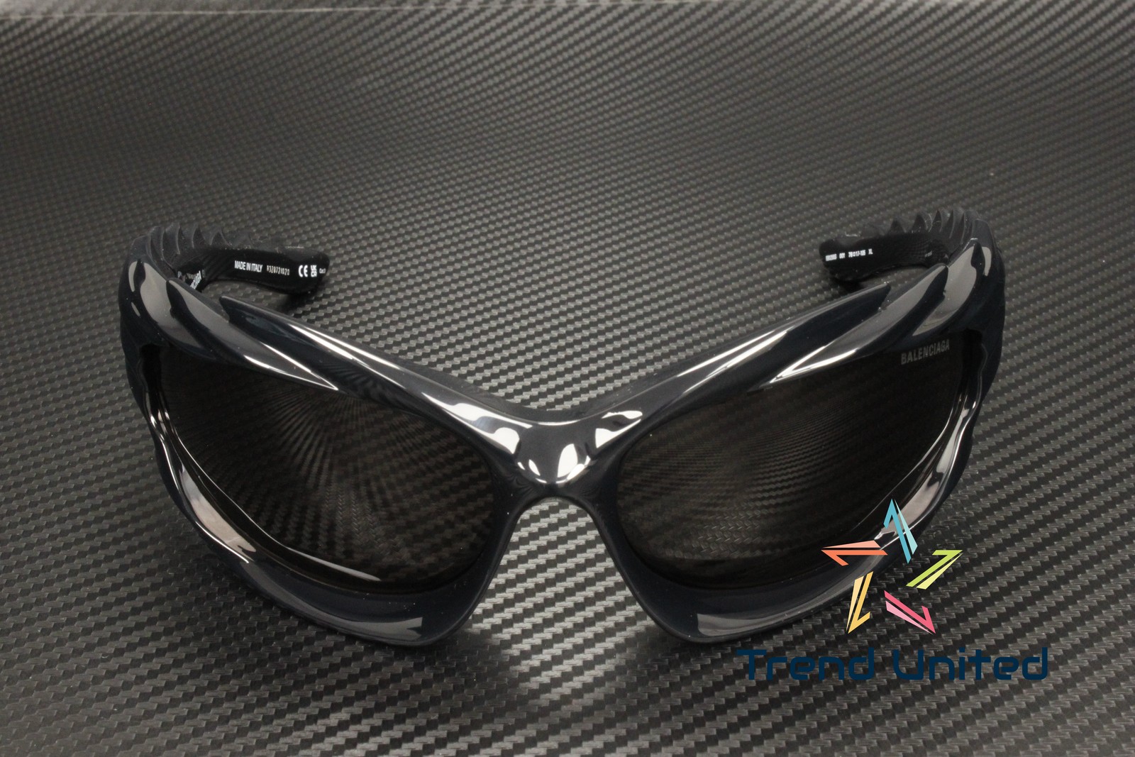 BALENCIAGA BB0255S 001 Geometrical Bio Black Grey 78 mm Unisex Sunglasses