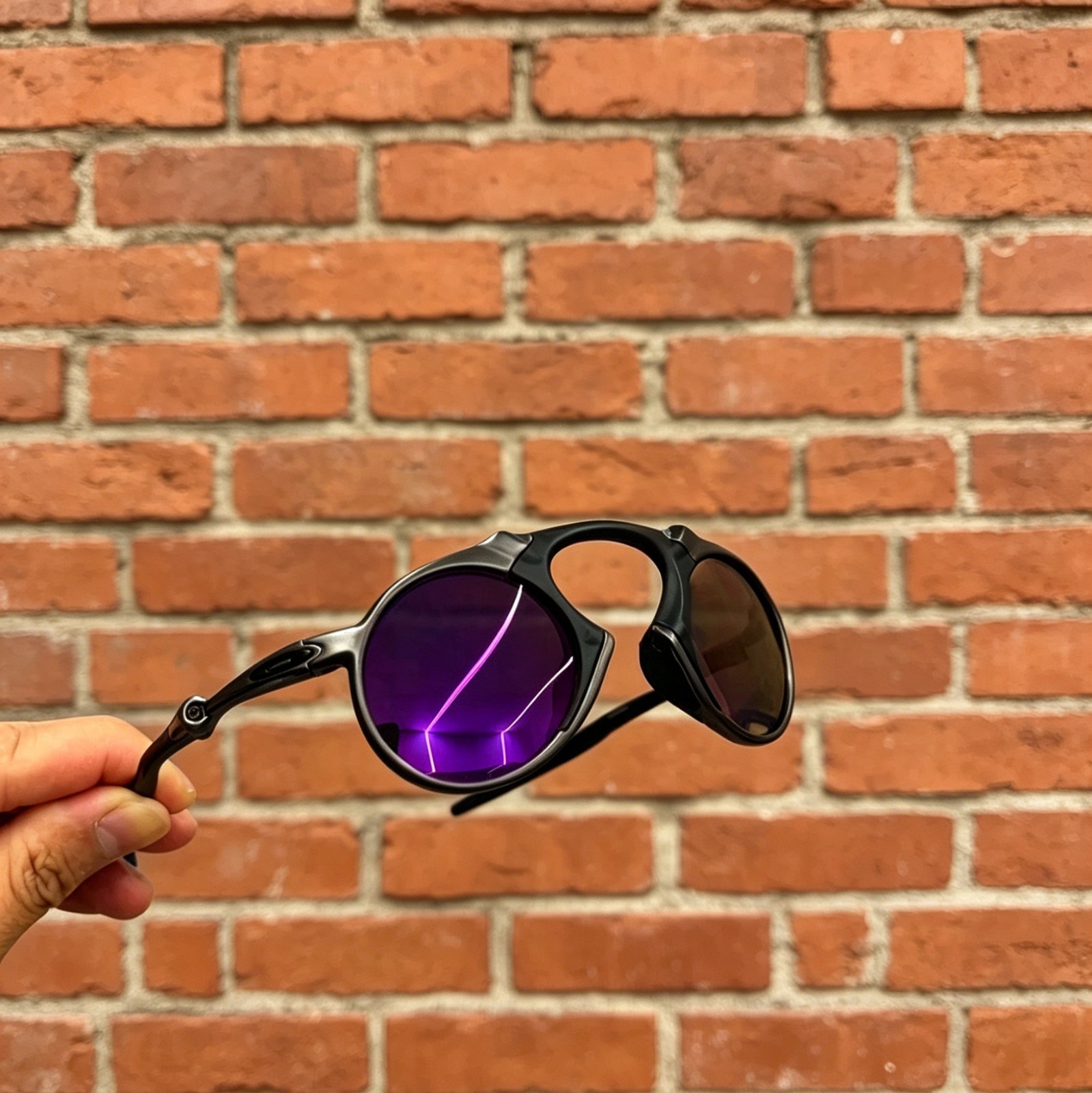 Oakley X-Metal Madman OO6019 Polarized Sunglasses Gray Frame Purple Lenses