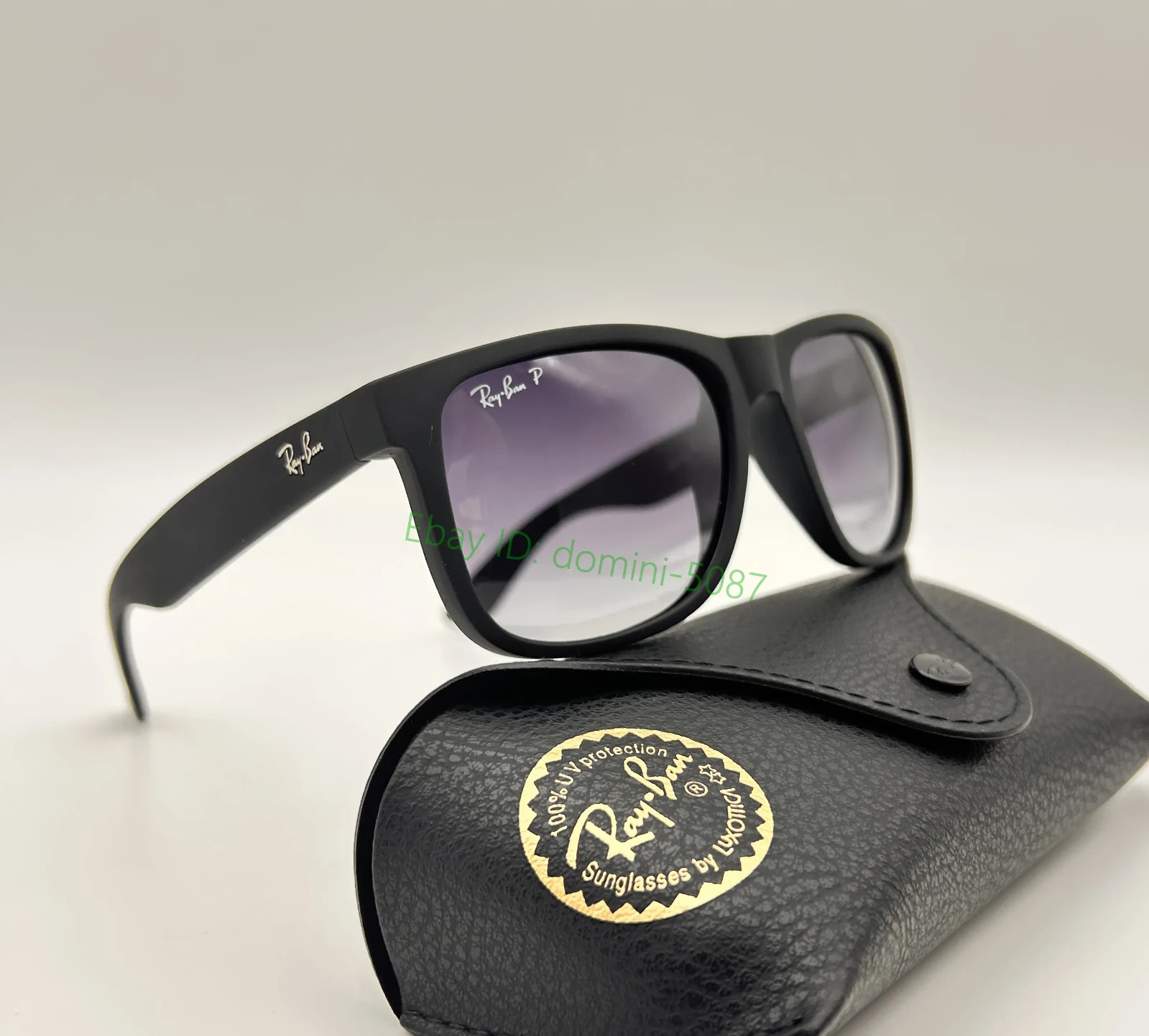 Ray-Ban RB4165 Justin Polarized Sunglasses 54mm Matte Black UV Light Grey Lens