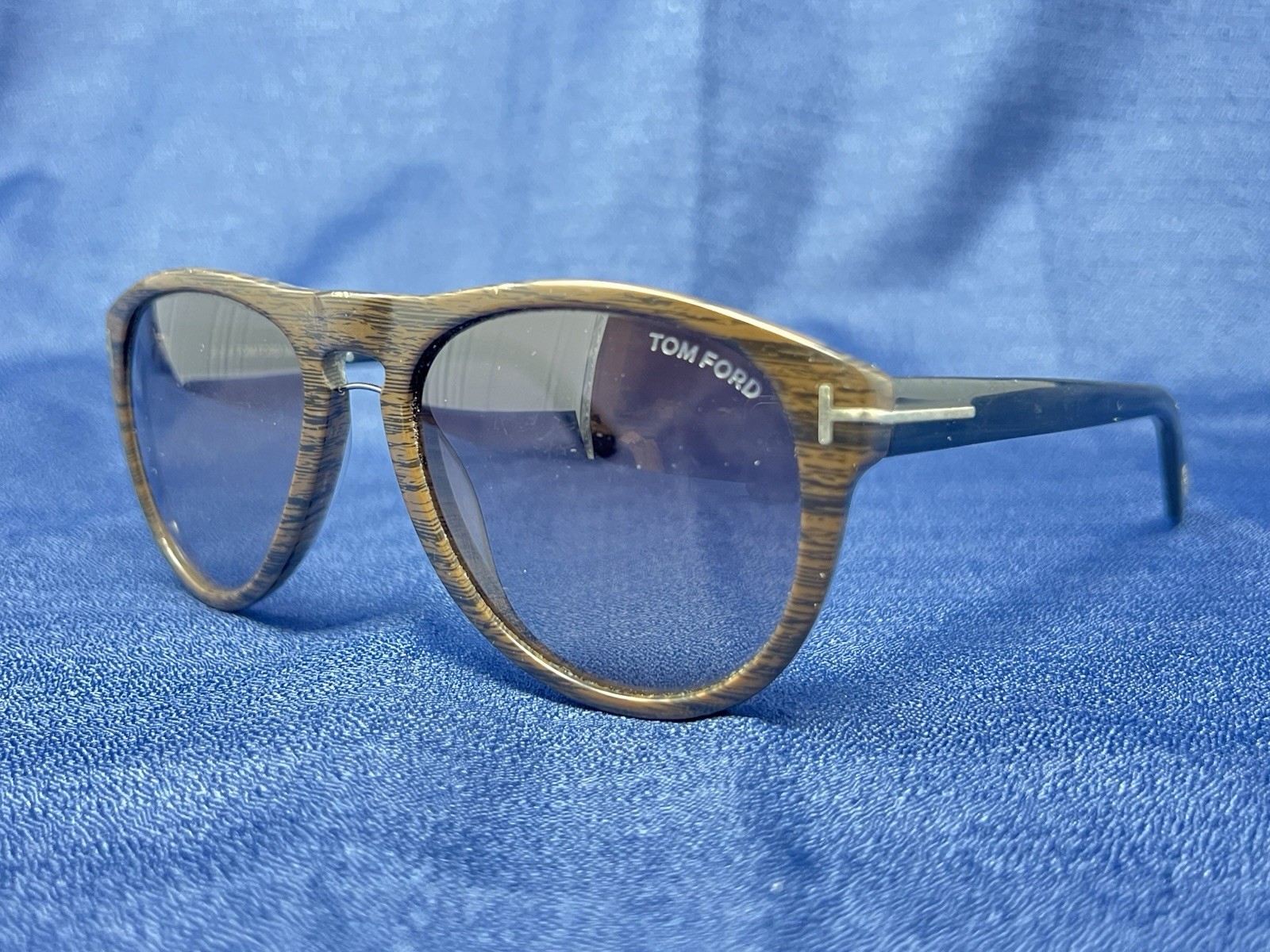 Tom Ford Kurt TF 347 05K Black Wood Grain Gradient Sunglasses ITALY US SELLER