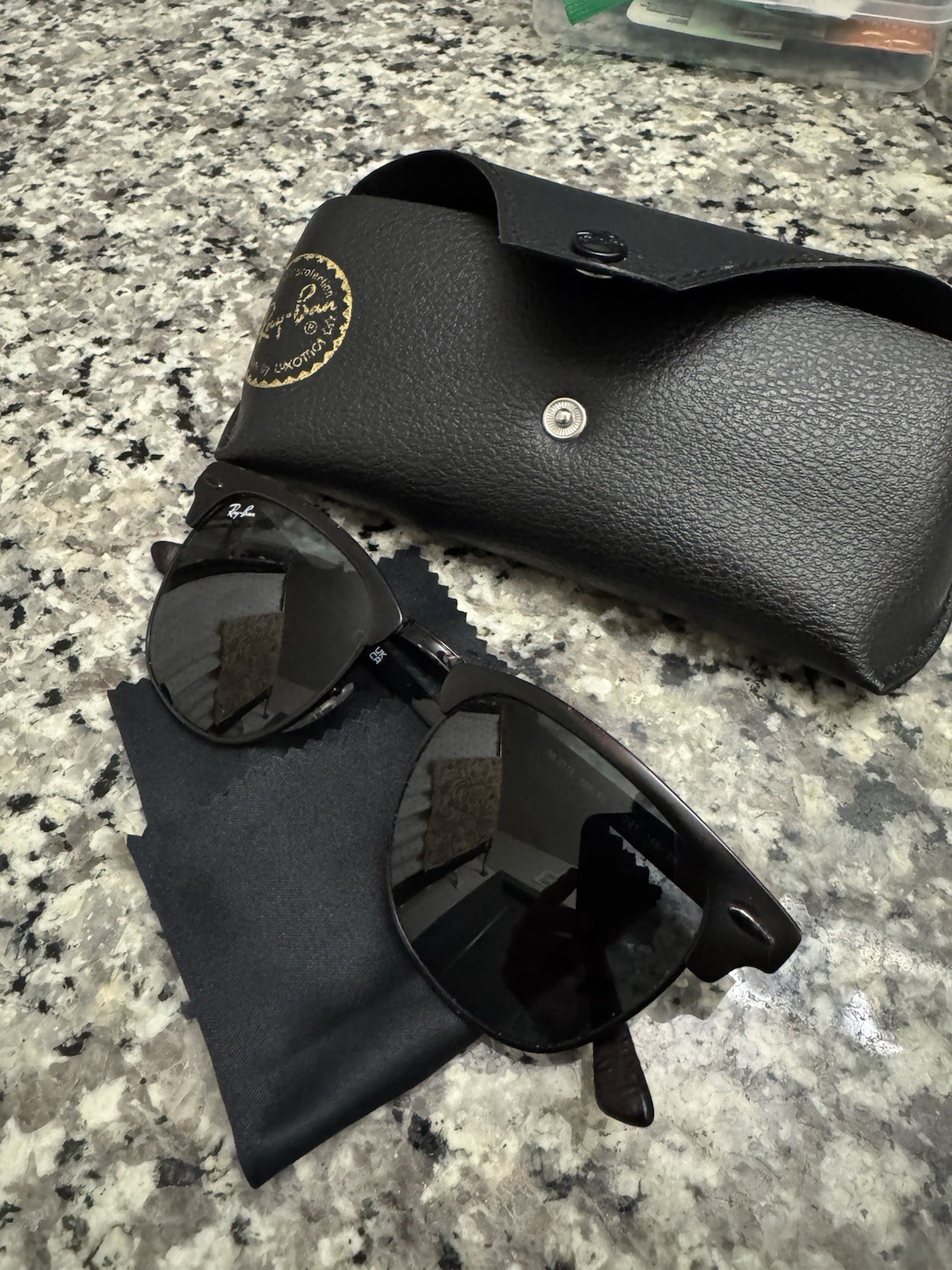 Ray-Ban RB3716 Clubmaster Sunglasses Black Metal Frame Gray Tinted 51-21 145