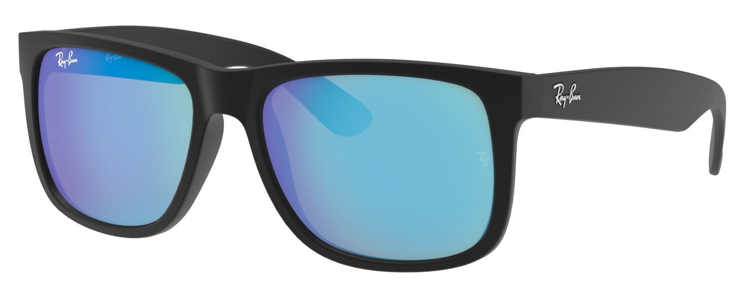 Ray-Ban Justin Color Mix Matte Rubber Black, Blue Mirror Lens RB4165 622/55 55