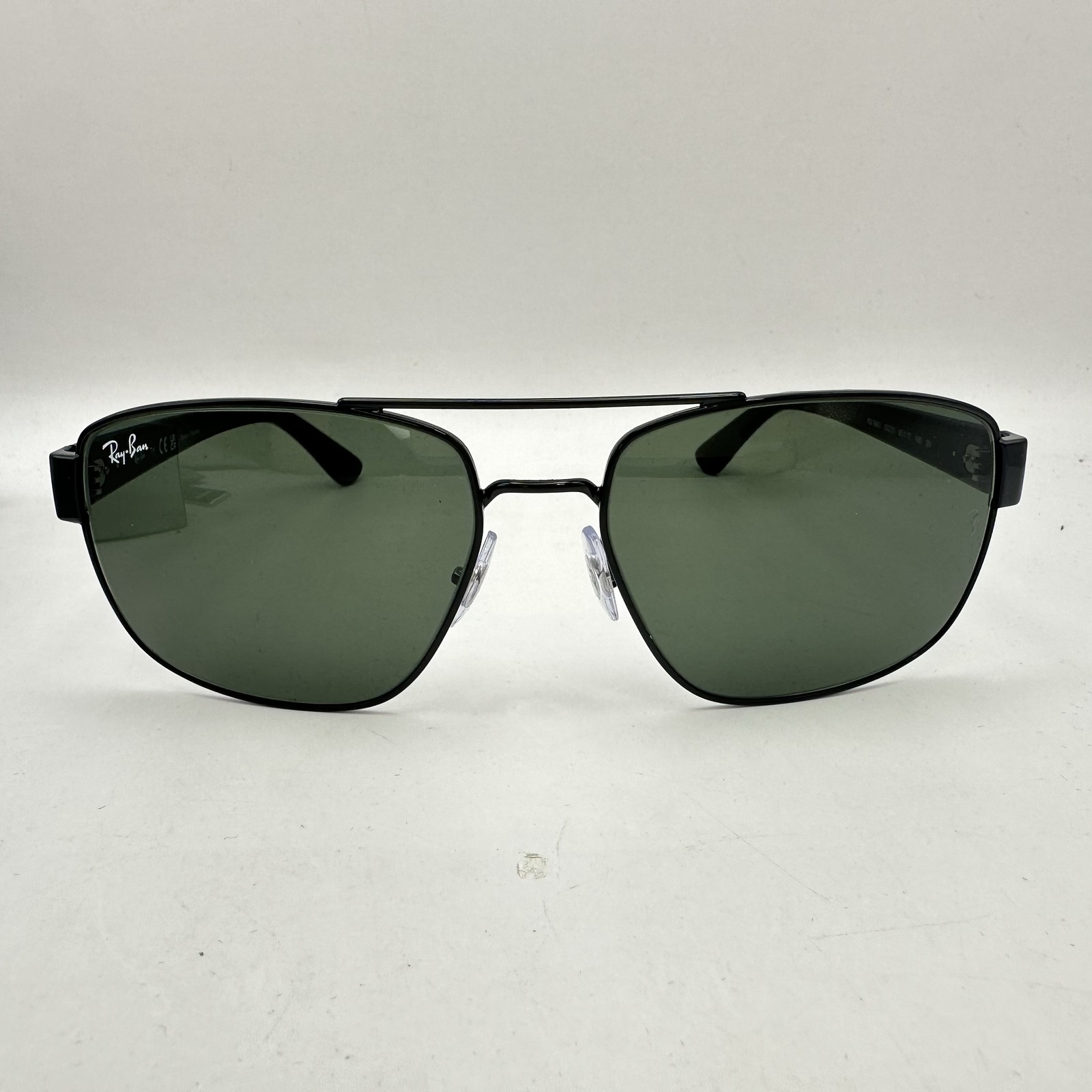 Ray Ban Mens Irregular Aviator Double Bridge Sunglasses RB3663 Blackl/Green