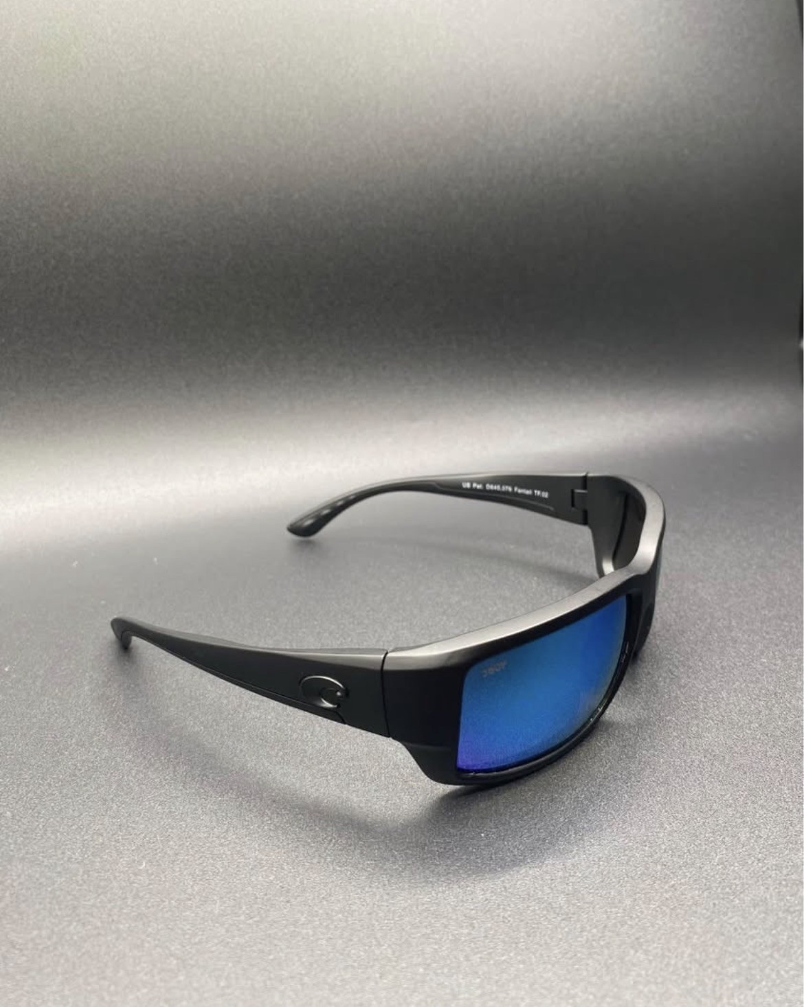COSTA DEL MAR 6S9006 16 Fantail Matte Black Blue Mirror 59mm Men Sunglasses 580P
