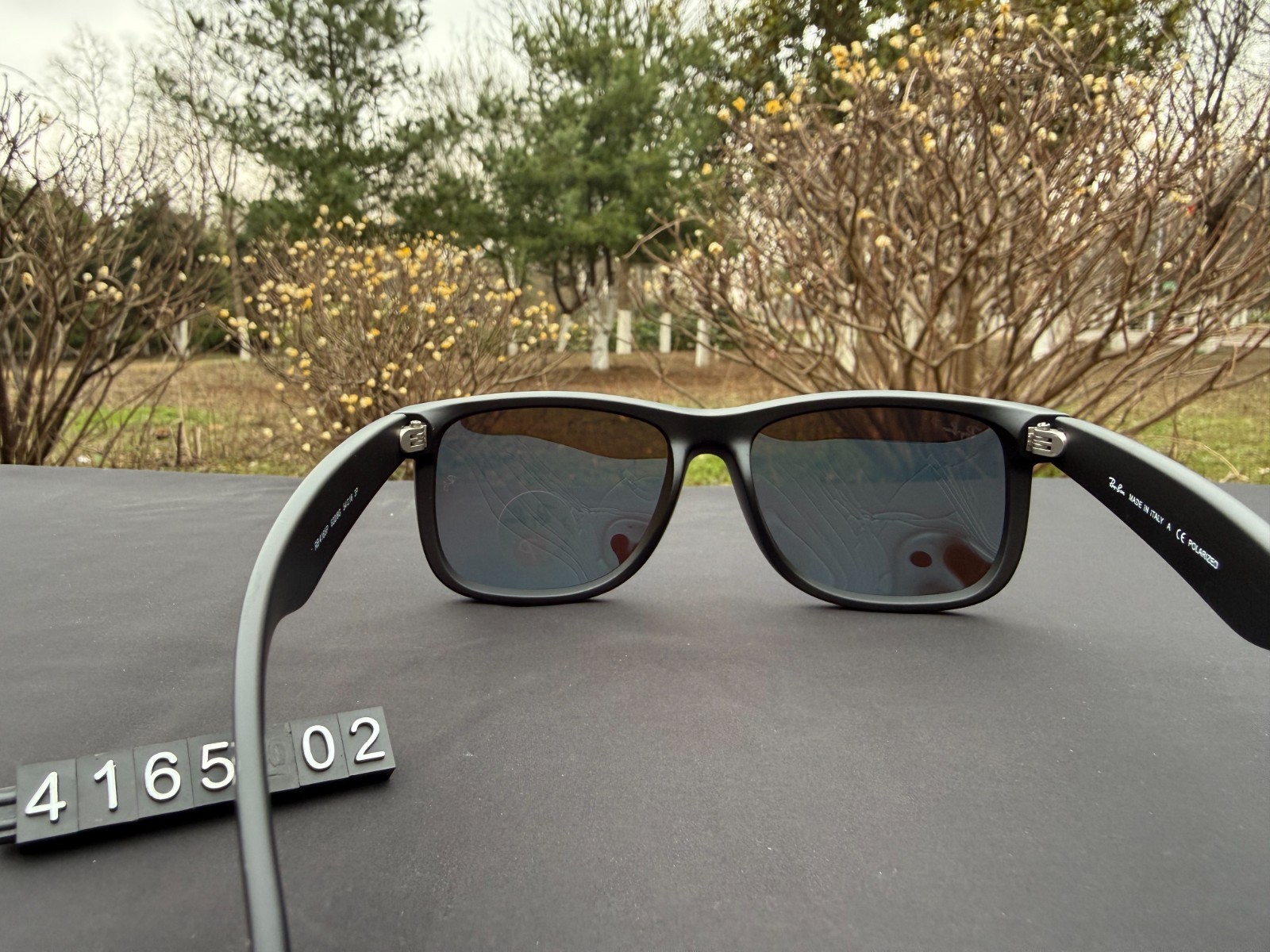 Ray-Ban RB4165 Sunglasses Matte Black Frame Polarized Blue Lens