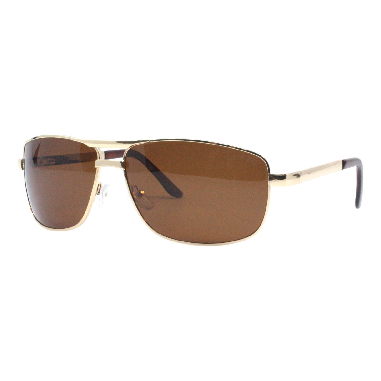 Men’s Polarized Lens Sunglasses Rectangle Curved Metal Frame Spring Hinge