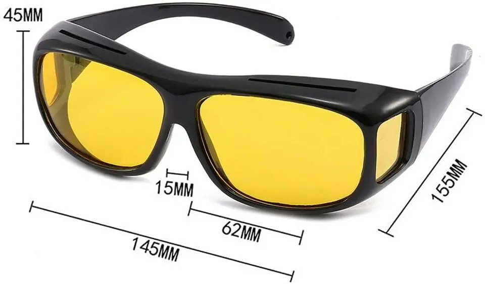 1/2PCS HD Day Night Vision Glasses Driving Sports Wraparound Fit Over Sunglasses