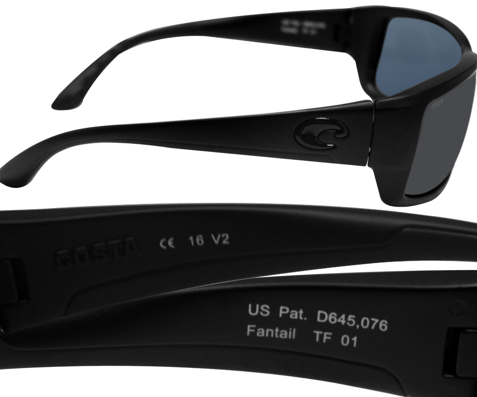 Costa Del Mar Fantail Blackout Frame Gray 580P Plastic Polarized Lens