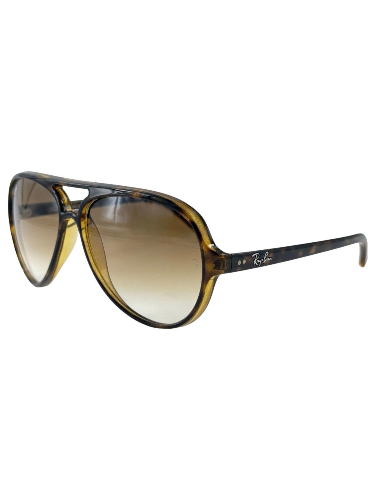 Ray Ban Cats 5000 RB4125 Retro Tortoise Aviator Gradient Sunglasses Case