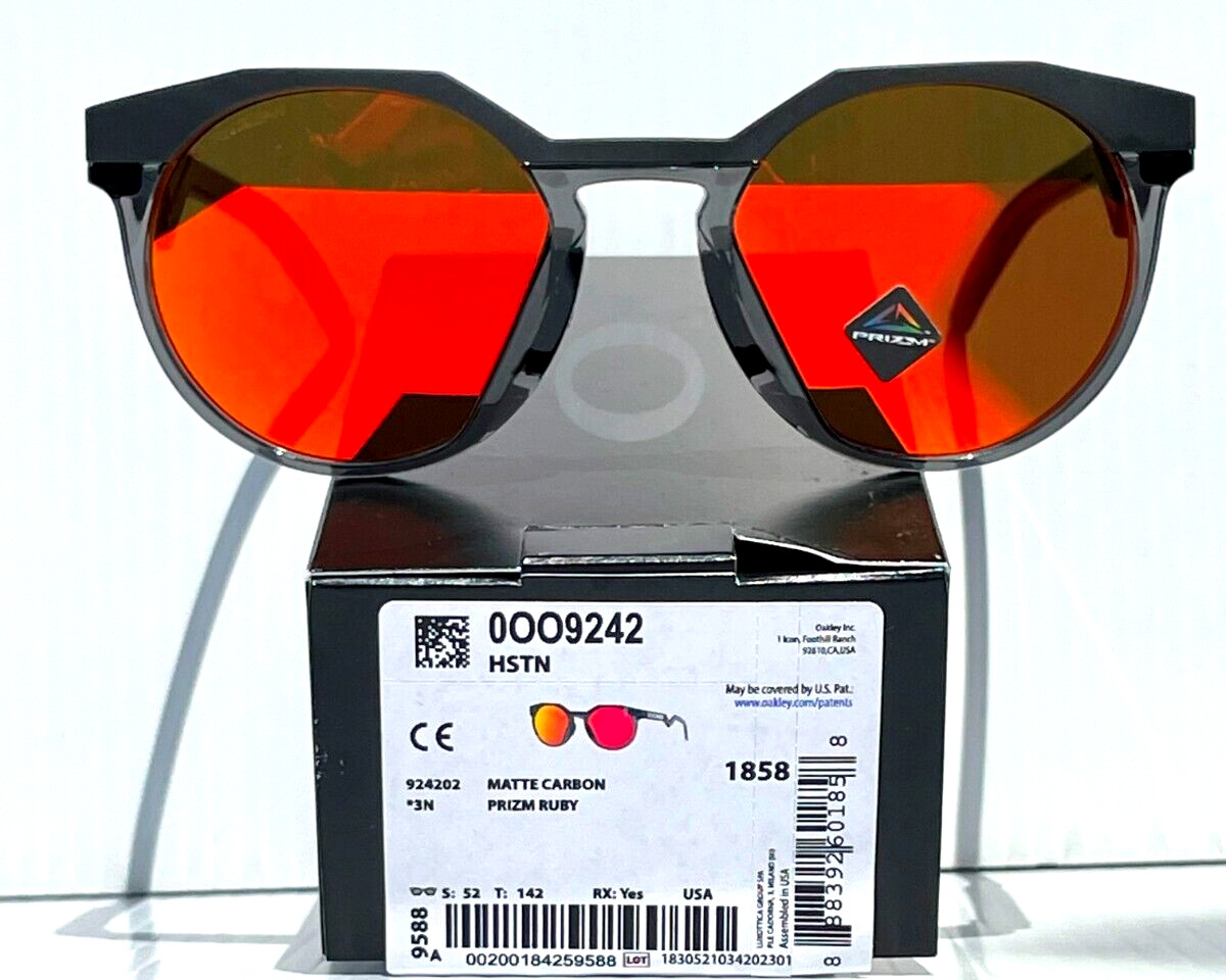 NEW Oakley HSTN Matte Carbon Grey Frame PRIZM Ruby Lens Sunglass 9242-02